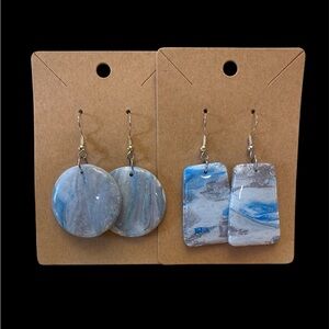 Blue and Silver Swirl Earrings Set